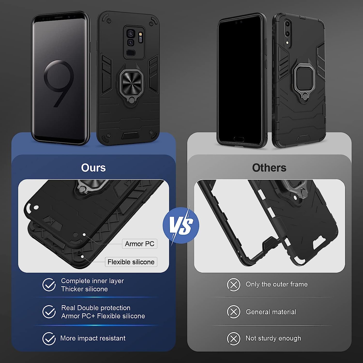 Funda para Xiaomi Redmi Note 15 Pro 5G, Carcasa Antigolpes con Soporte anular metálico, Case Protectora de Grado Militar, Azul — view 53