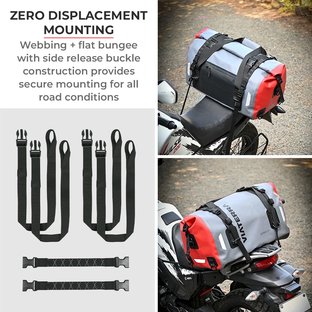 ViaTerra Nylon, PVC Drybag 55L Motorcycle Tailbag - 100% Waterproof Dry Bag I Universal Luggage & Works On All Motorbikes I No Modifications Or Saddle Stay/Rack Needed I Suitable As Travel Accessories - Image 5 thumbnail