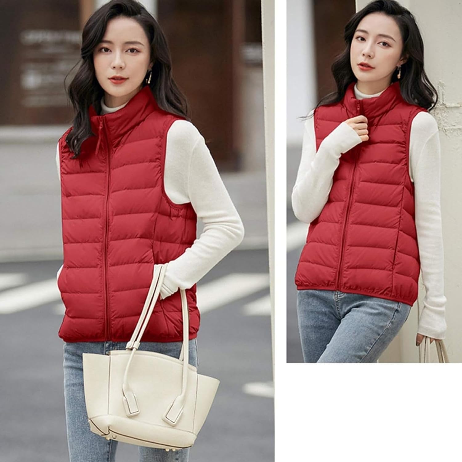 [ZKYSO] ダウンベスト レディース 暖かい 軽量 防風 防寒 ウルトラライト 防寒 インナー防風 秋冬 暖かい シンプル ライ