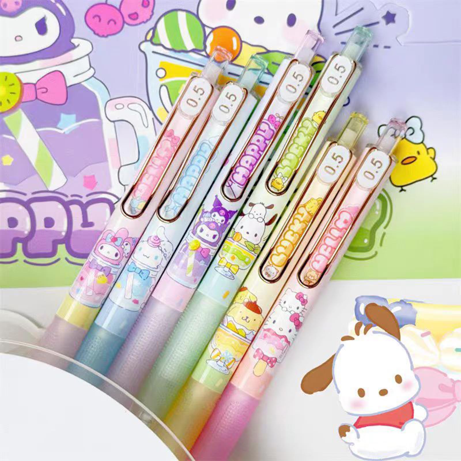 piurlzw 6 Pcs Mechanical Pencils with 5 Pcs Retractable Eraser, Cute Eraser Pencil, Cartoon Creative Stationery Supplies for Girls: Black