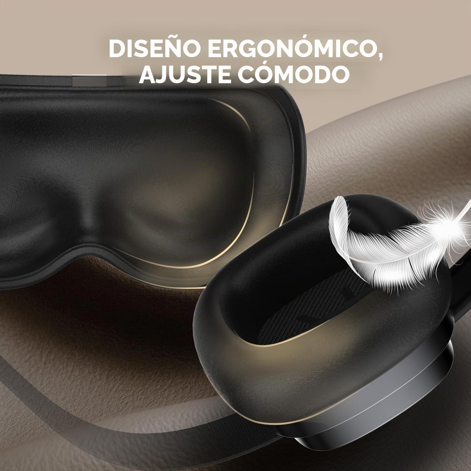 HubiCare - Máscara antiruido para los ojos con terapia de calor y música Bluetooth, auriculares para concentrarse, relajarse, dormir mejor, meditar y aliviar la tensión (Negro)