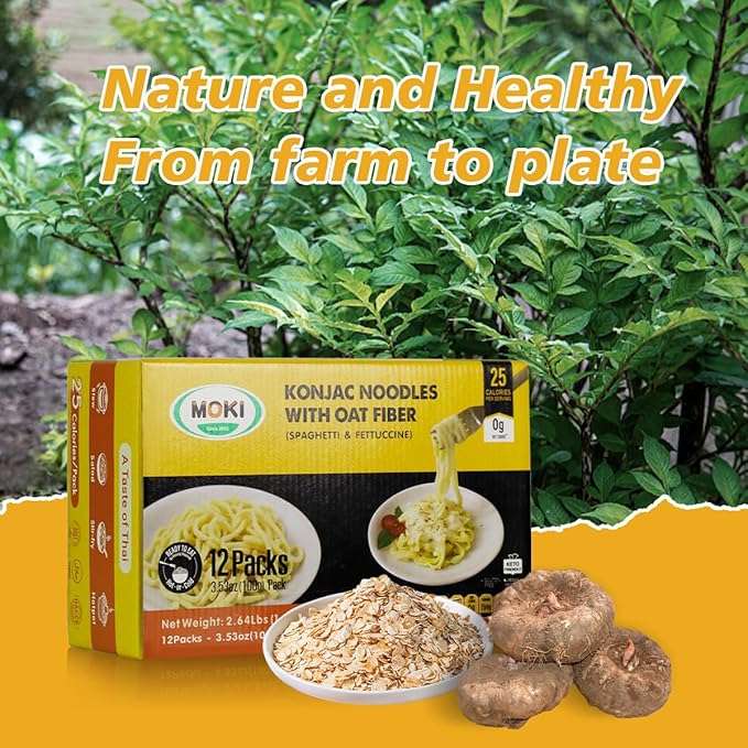 Fideos MOKI Shirataki de Konjac y Avena, 12 Paquetes, 1200g miniatura 7