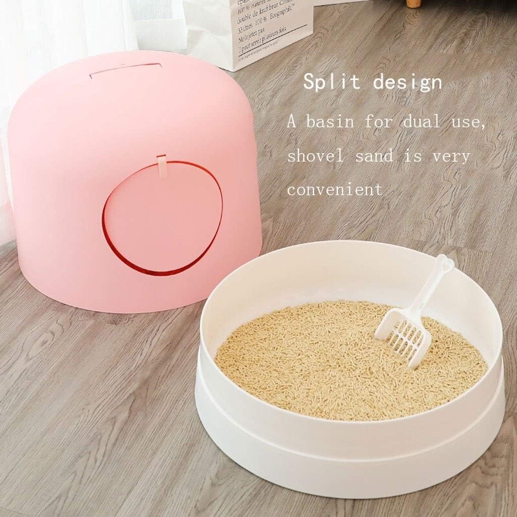 Cat Litter Boxes Fashion Creative Large Cat Toilet Large Space Pet Trash Can Cat Toilet Pet Supplies Multicolor Optional Pet Toilet (Color : Pink) (Blue)