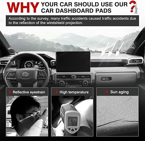 Vista 114 de Autorder Alfombrilla para tablero de instrumentos para Toyota 4Runner 1990-1995, accesorios para camioneta, cubierta de salpicadero, alfombrilla