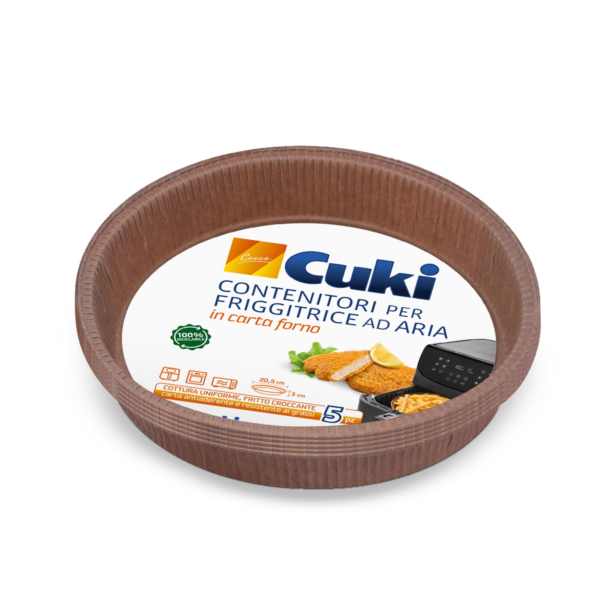 Cuki1 Pack of 5 Air Fryer Containers Non-Grease, Waterproof and Non-Stick, for Even Baking and Crispy Friing, 1 Pack of 5 (Ø20.5cm)
