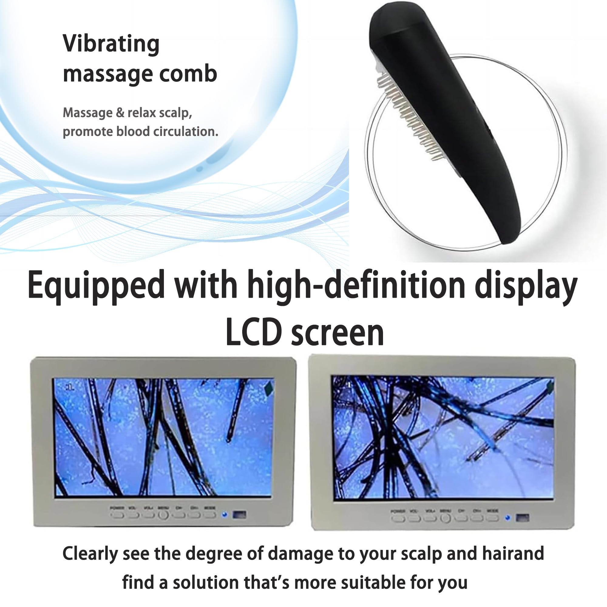 Macchina analizzatore di cuoio capelluto per la pelle/capelli professionale-Rilevatore di microscopio digitale 7 in 1 per diagnosi follicolo/acne/psoriasi, salone spa e dermatologo