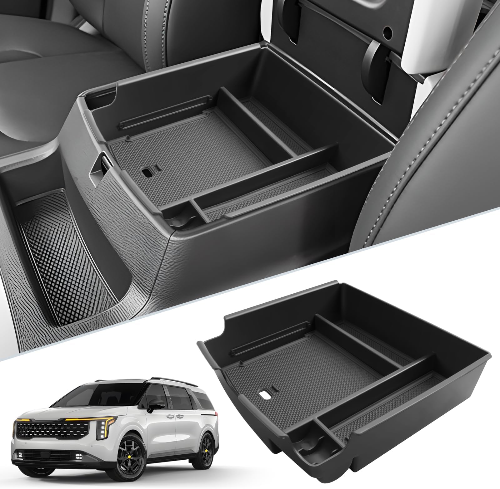 for 2025 2026 Kia Carnival Center Console Organizer for 2025 2026 Kia Carnival (LX/LXS/EX/SX/SX Prestige) Console Tray Kia Carnival 2025 2026 Accessories Armrest Storage Box with Coins Holder