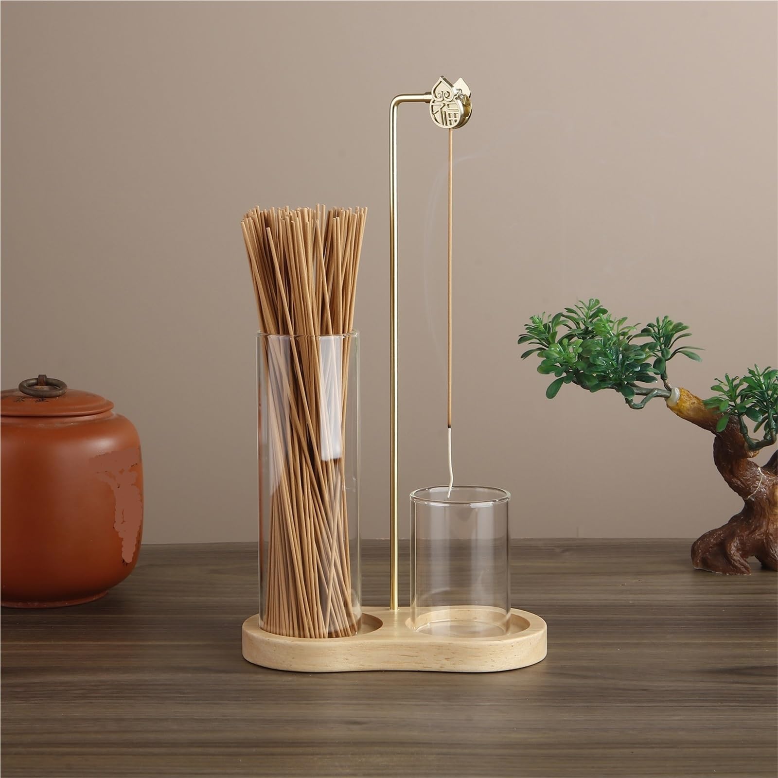 1Pcs Incense Holder for Sticks Anti-Ash Flying Burne with Metal Clip and Storage for Yoga Home Decor für Meditation/Yoga(Dark Base)