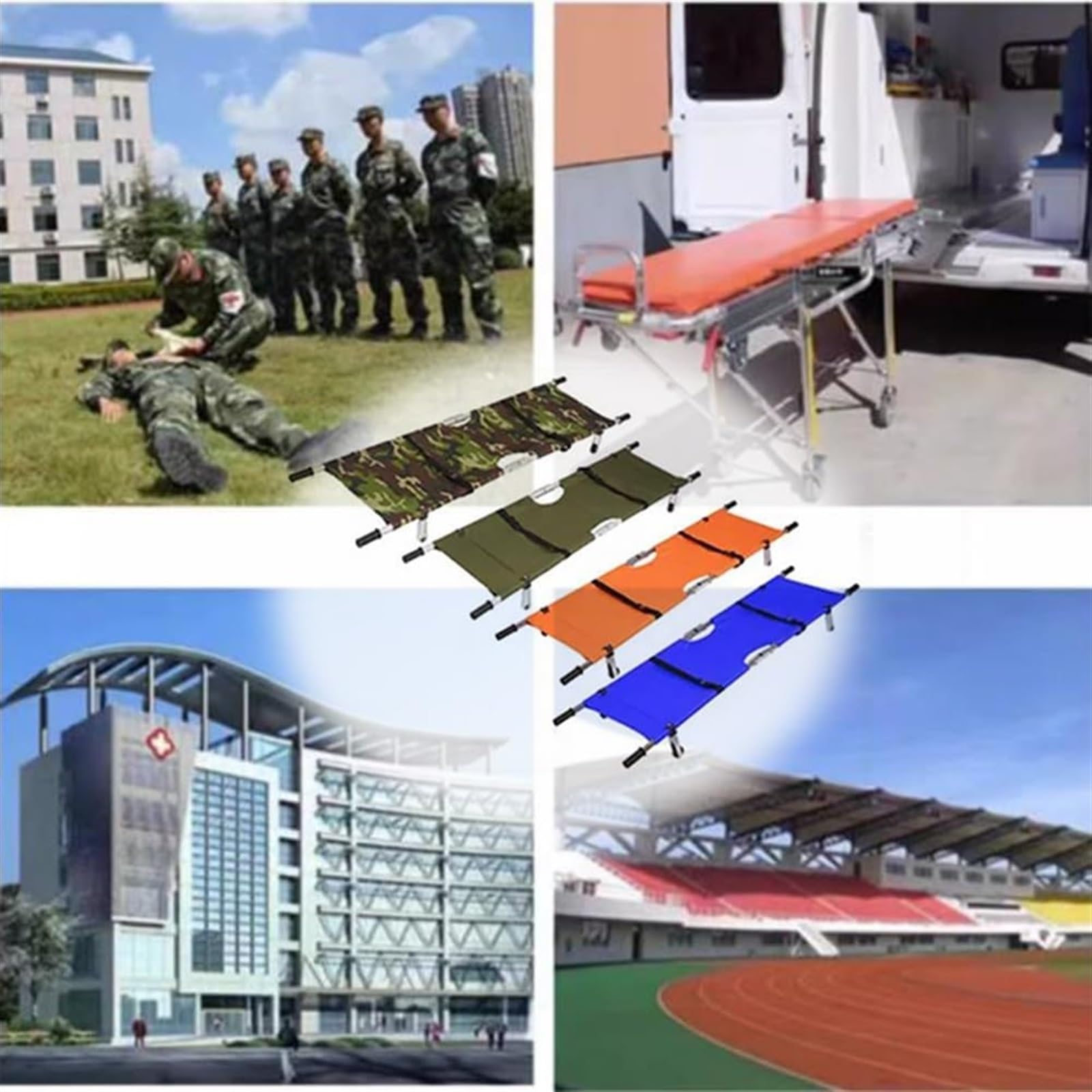 Stretcher Bed Emergency Stretcher,Folding Stretcher, Portable Stretcher, Emergency Help Folding Stretcher with Heavy Duty Handles Lightweight Gurney Stretcher for Hospital Home(Orange)