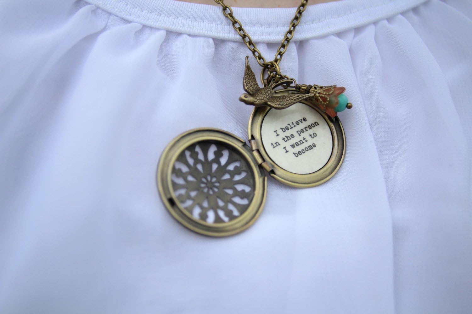 I Believe in the Person I Want To Become, Necklace, Locket, Lana del Rey, Bohemian Jewelry