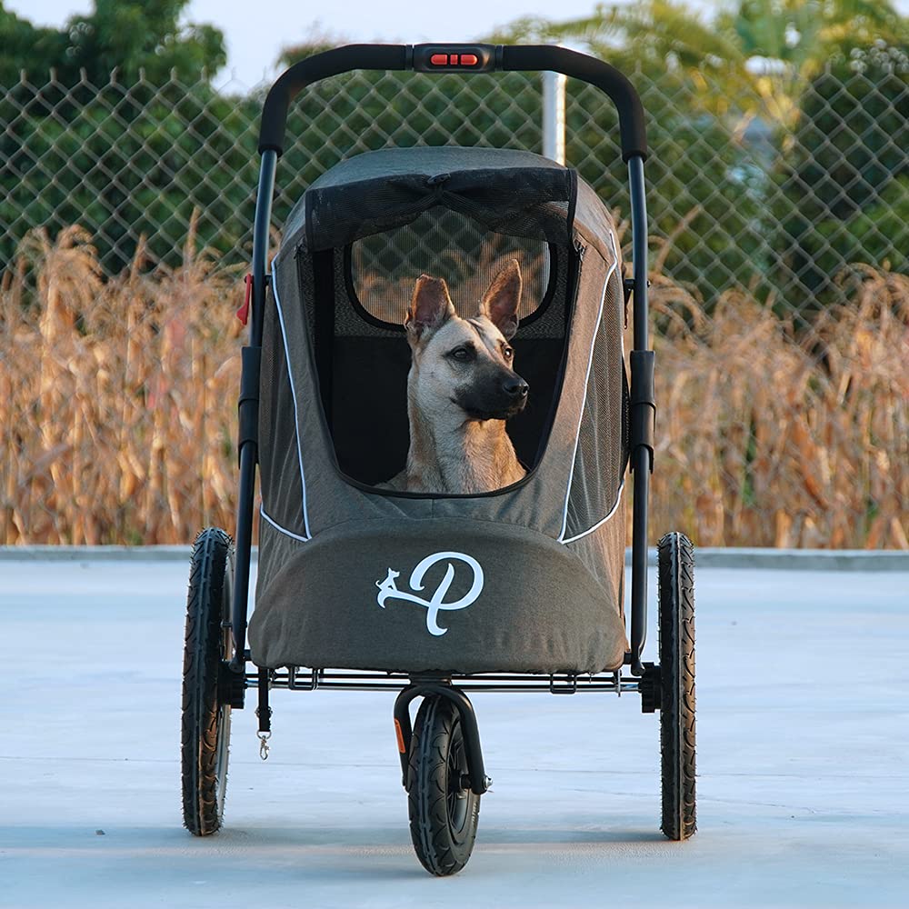 Petique Breeze Große Hundebuggy Hundewagen wandelbar Fahrradanhänger für Hunde mit Luftreifen, Grünes
