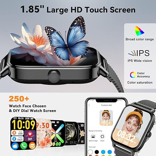 Miniatura 6 de Reloj inteligente para hombres y mujeres, rastreador de ejercicio: resistente al agua, respuesta de llamadas Bluetooth, haz relojes inteligentes