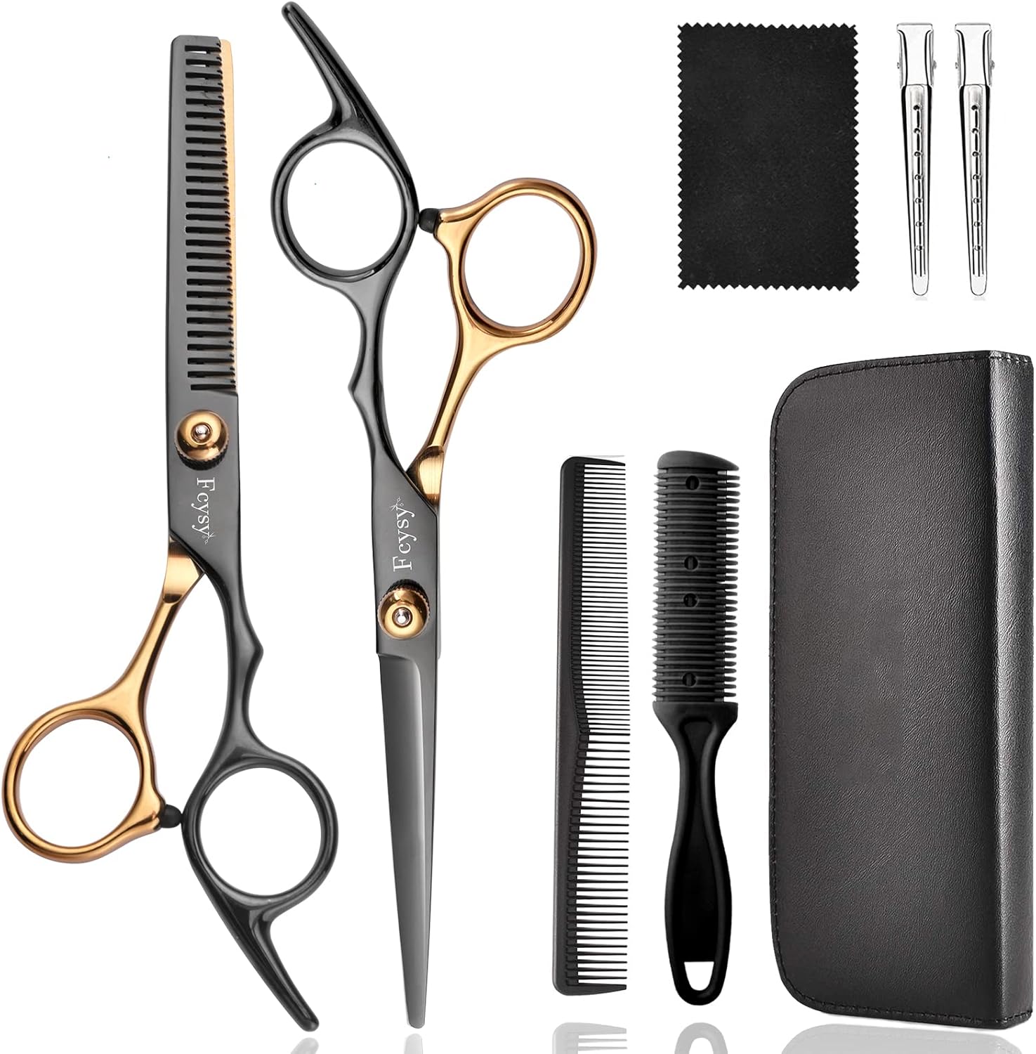 Hair Scissors Thinning Shears Set, Fcysy Professional 7 Pcs Hair