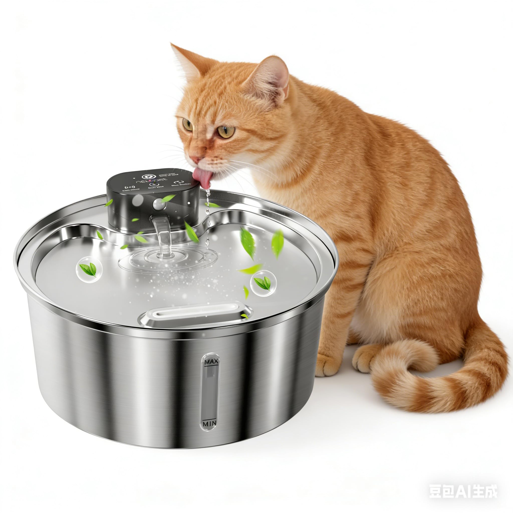NEWPET Bebedouro para Gatos sem Fio,3.2L Fonte de Água para Gatos em Aço Inoxidável 304,