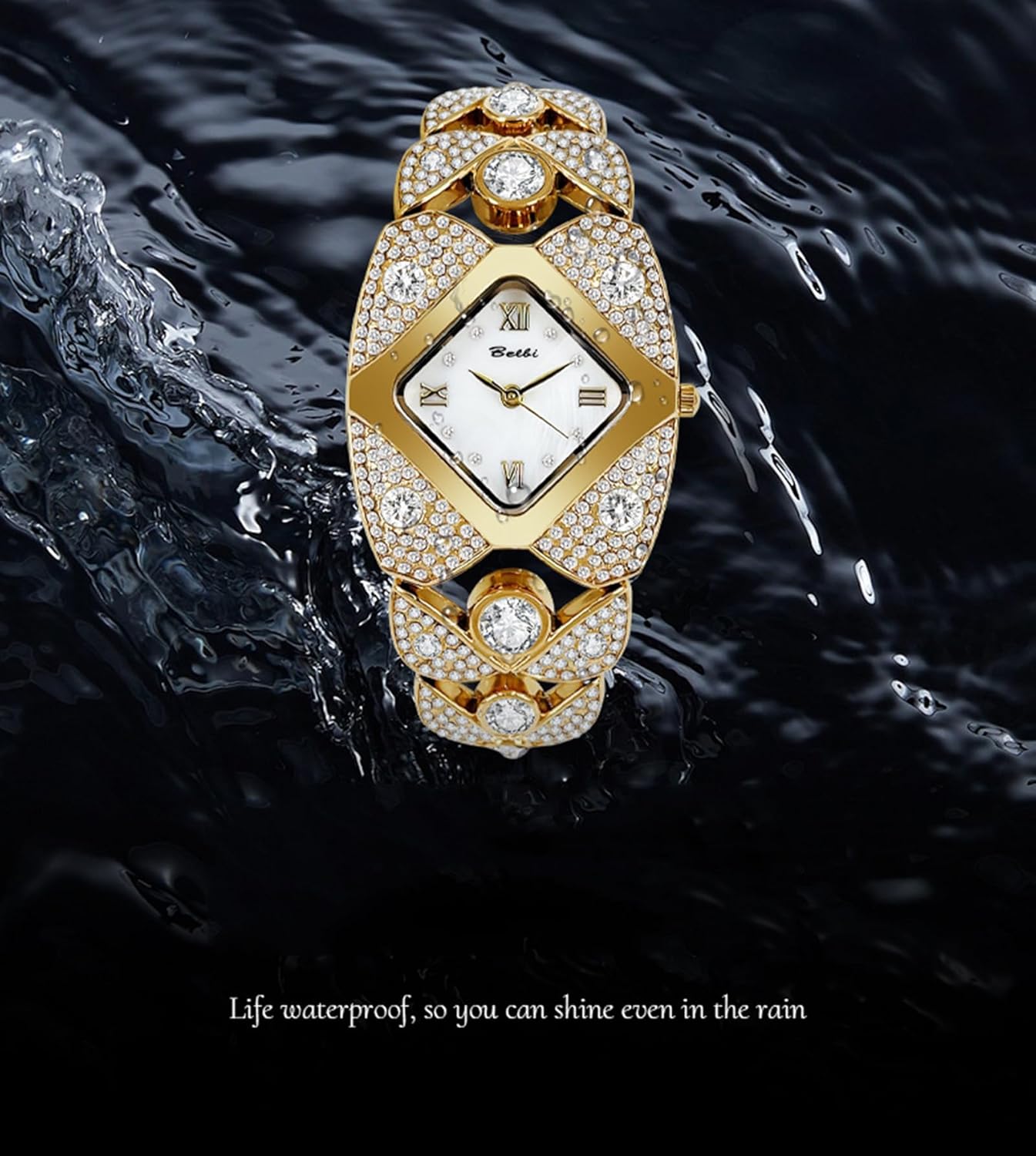 Gosasa Elegant Women's Diamond Bracelet Watch Fashion Jewelry Ladies Bangle Dress Wristwatch Waterproof Roman Analog Quartz Gift for Women - Image 6