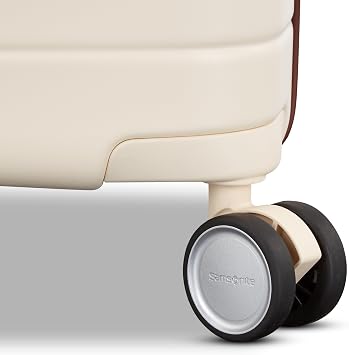 Virtuosa Hardside 21 Inch Carry On Luggage - Airline Approved with 360 Spinner Wheels, RightHeightTM Adjustable Handle - Zippered WetPakTM - TSA Lock - Expandable Light Polycarbonate Shell - Off White