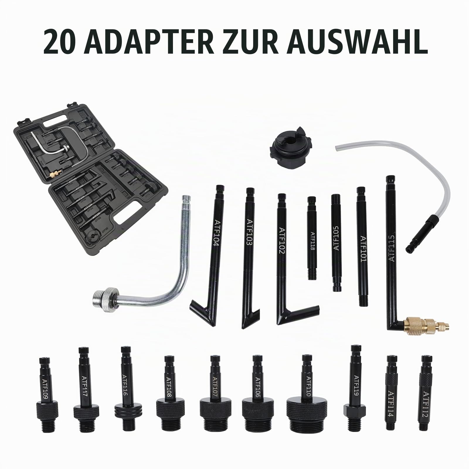 8L Getriebeöl Einfüllgerät Getriebeölfüllwerkzeug mit 20 ATF Adaptern, Universal Pneumatikmodus Getriebeöl Befüllgerät Öleinfüllgerät Füllsystem-Satz