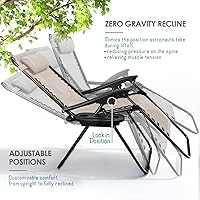 Vista 4 de Nestl Zero Gravity - Juego de 2 sillas de patio al aire libre con almohadas y bandejas portavasos, silla de campamento reclinable de malla de acero