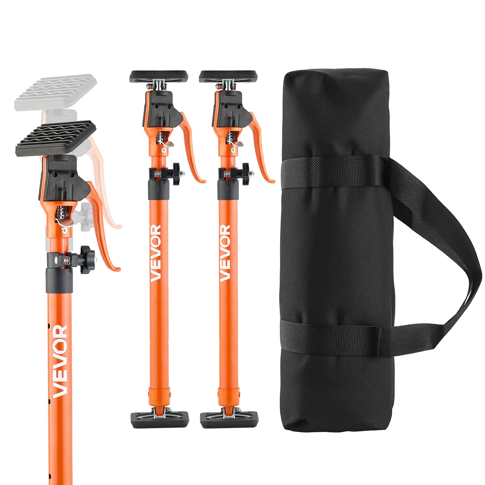 VEVOR Asta di Supporto per Martinetto, 2 Pezzi, Asta di Supporto Rapido Telescopica in Acciaio da 64,5-115 cm, Sistema Regolabile a 3 Mani con Capacità 100 kg per Sollevamento di Cartongesso