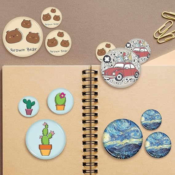 100 Pieces Button Maker Supplies, 1.25 Inch/32 mm Pin Kit for Machine, Metal Badge Sets with Shell Back Cover and Transparent Foil