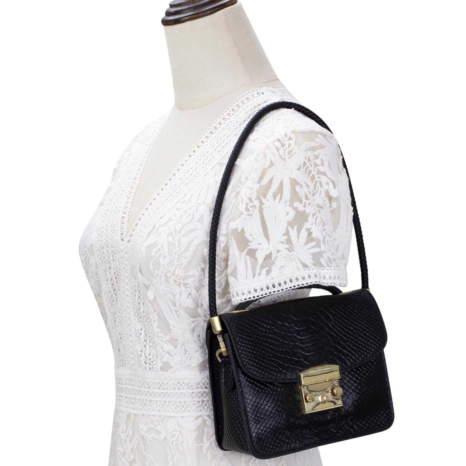 ALLZEDREAM Braided Leather Purse Strap Replacement Handbag Shoulder Bag Handle,Black,23.6in