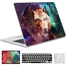 Compatible with MacBook Air 13 Inch Case 2022, 2021-2018 M1 A2337 A2179 A1932 Durable Hard Plastic Shell Case &Keyboard Cover&Mac OS Keyboard Sticker Wolf