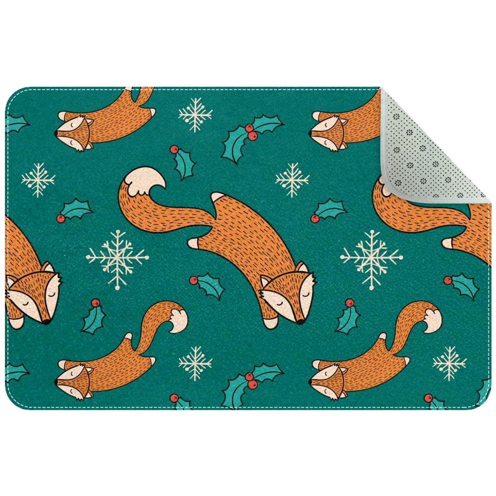 Paillasson renard orange antidérapant et lavable en machine pour entrée et couloir