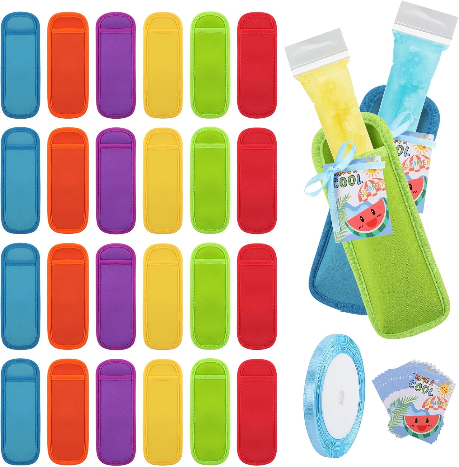 Alphatool 24 Pcs Reusable Vibrant Popsicle Holders for Kids