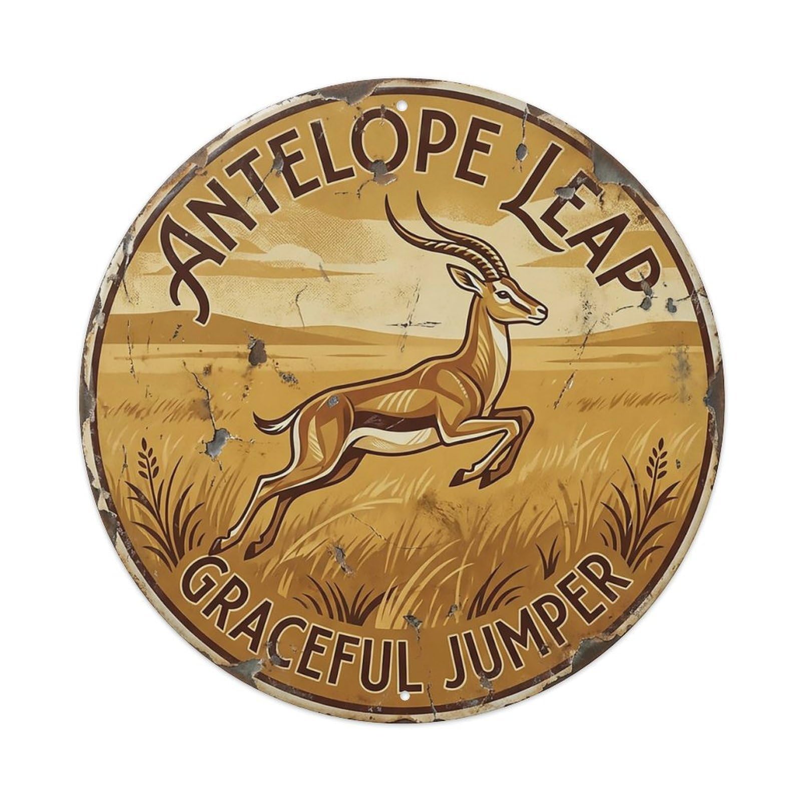 Odgynaw 8X8inch(20X20cm) Antelope Leap Graceful Jumper Metal Tin Sign