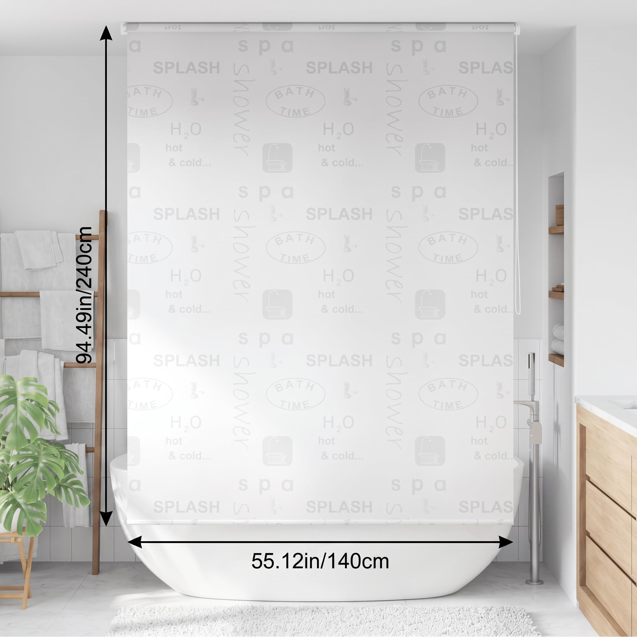 Homgoday Duschrollo Eva Duschvorhang 140x240cm | Splash-Design, Wasserfest, Schnell Trocknend, Badezimmer Dekoration, Model142874