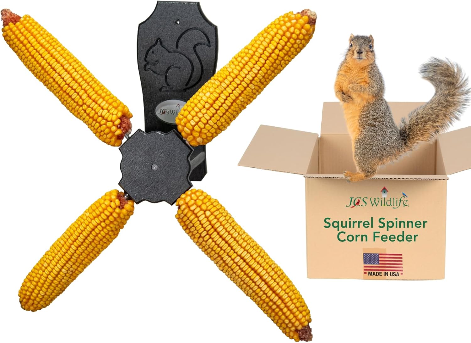 JCS Wildlife Squirrel Spinner Corn Cob Feeder – Fun, Durable, and Eco-Friendly Feeder for Squirrels