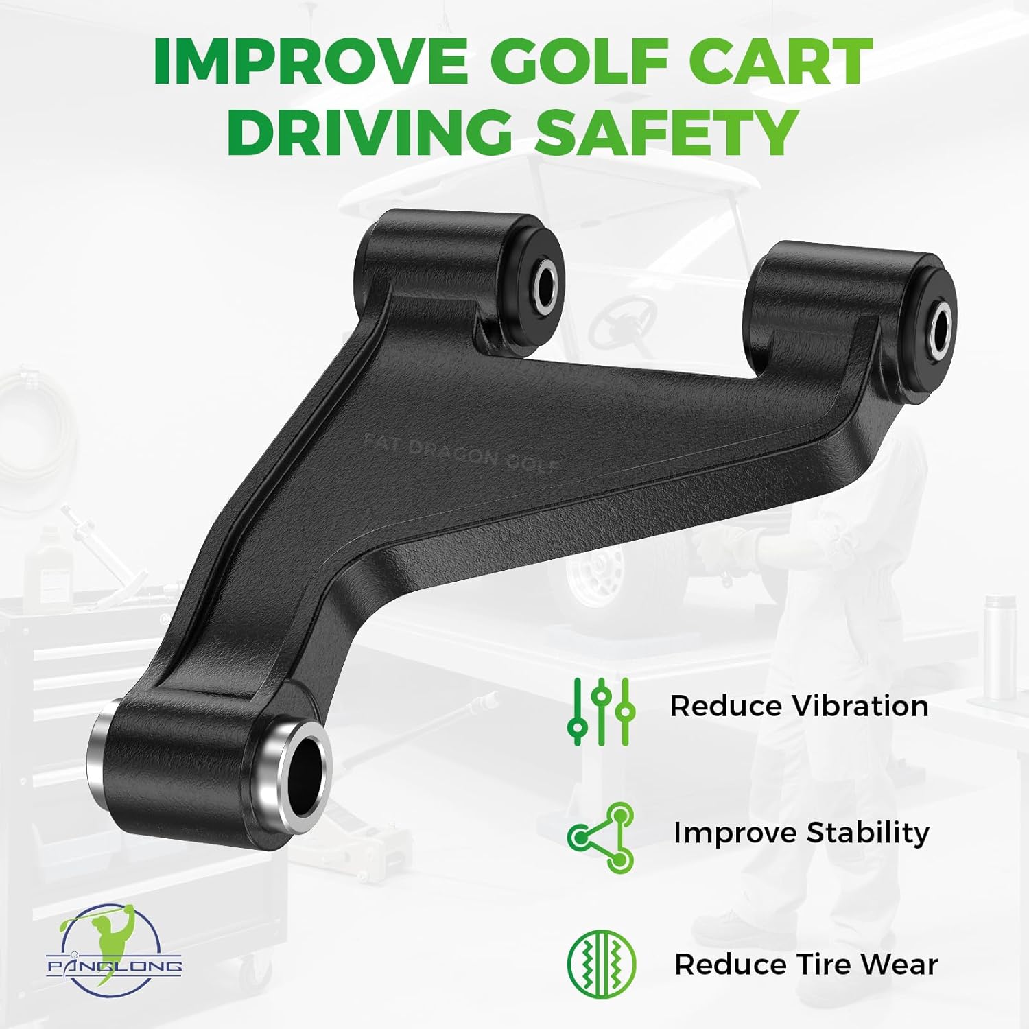 Panglong Golf Cart Front Lower Control Arm, Compatible with Yamaha G29 Control Arm and G22 Control Arm, Replace OEM #JU0-F3570-20-00, 90381-18001-00, 2HR-23526-00-00