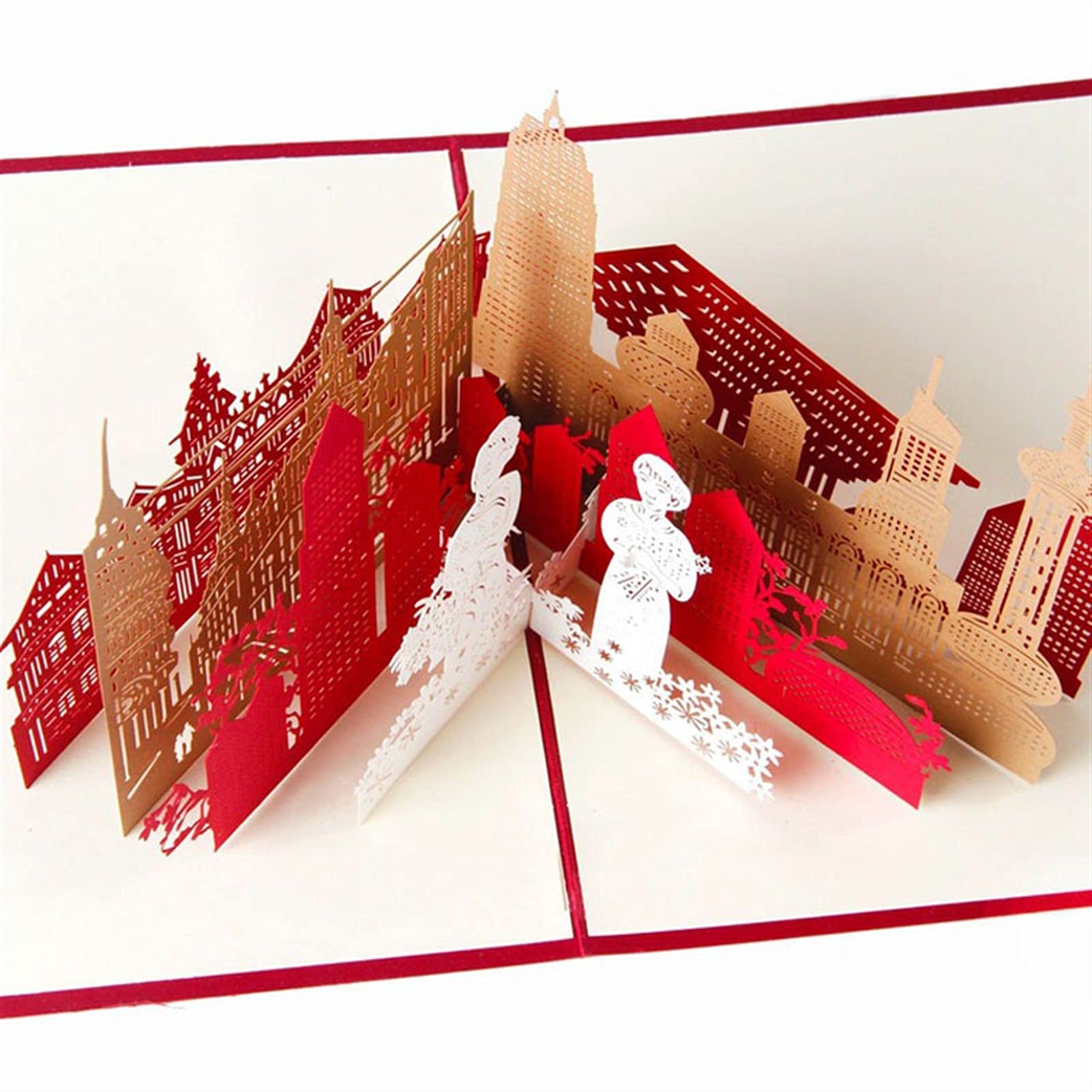 Karty okolicznościowe festiwal błogosławieństwo kartka architektura papier zaproszenie kartki pocztowa biznes festiwal prezent pamiątka kolekcja 3D wycinane laserowo karty podarunkowe (rozmiar: 8 szt.)
