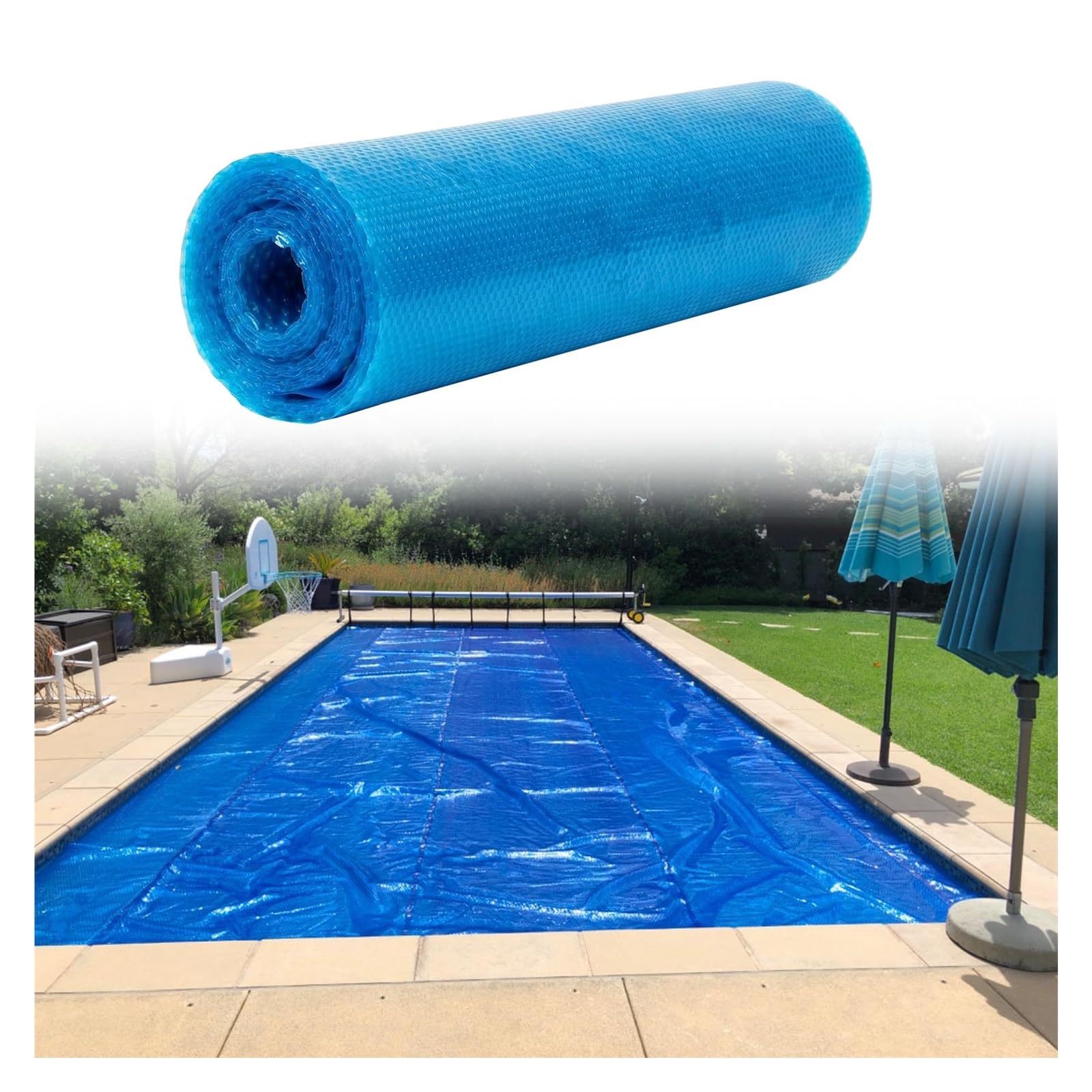 JYHHCYS Telo Termico Piscina Copertura Solare Rettangolare per Piscina su Misura, Telo A Bolle Termico con Occhielli E Bordi Rinforzati, Telo di Riscaldamento Solare(11ftx13ft (3.5m x 4m))
