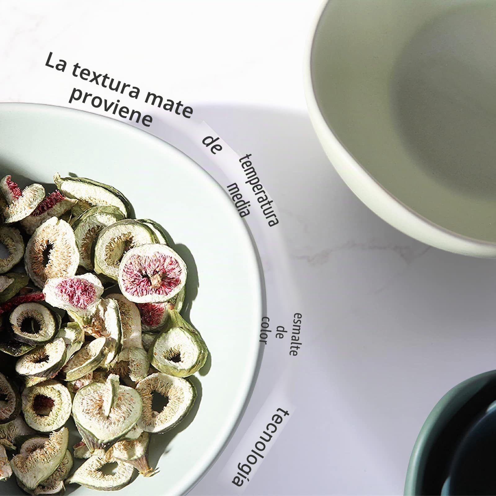Notakia Gaobei Ensaladeras, 5 paquetes de cuencos de porcelana, cuencos de pasta en forma de loto, cuencos de cerámica únicos para ensalada, ideal para el hogar y el restaurante (verde)