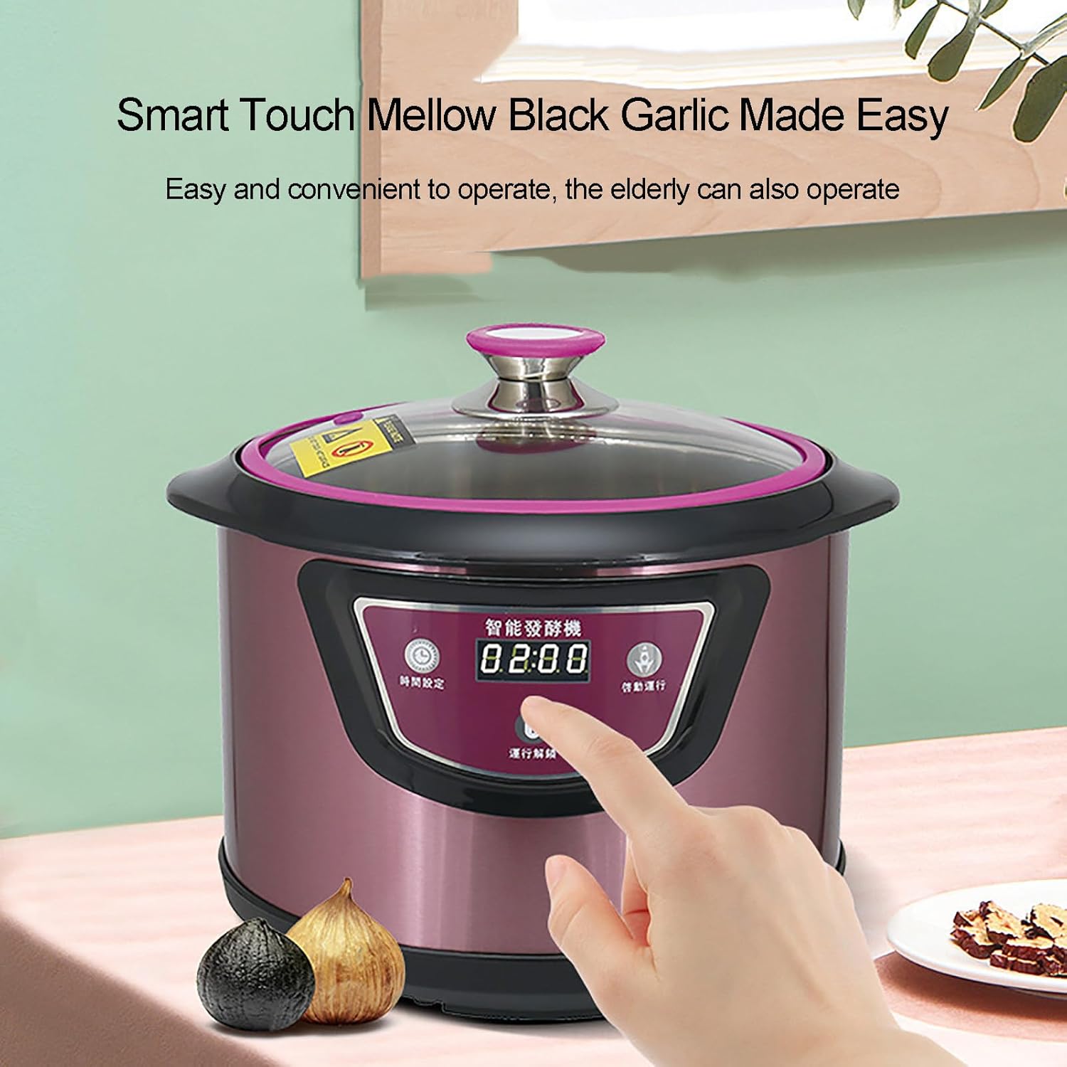 90w 6L Multi-functional Health Fermentation Pot for Black Garlic Yogurt Enzyme Natto Sweet Rice Fruit Wine Kimchi Fermenter with Stainless Steel Shelves