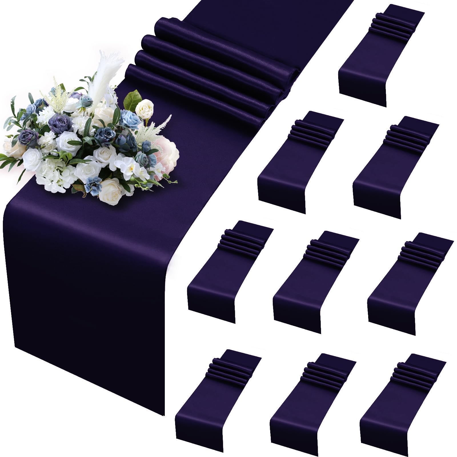 Chemin de table en satin violet pour harmoniser facilement vos tables de fête sans plis visibles