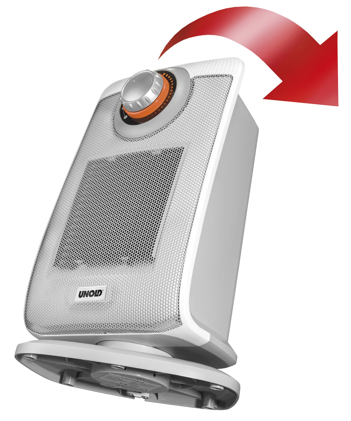 Unold 86440 ceramiczny termowentylator – biały, do 2000 W, funkcja wentylatora, 4-stopniowy termostat, oscylujący 75°, lekki i cichy, ochrona przed przegrzaniem, uchwyt do noszenia, ochrona IP21