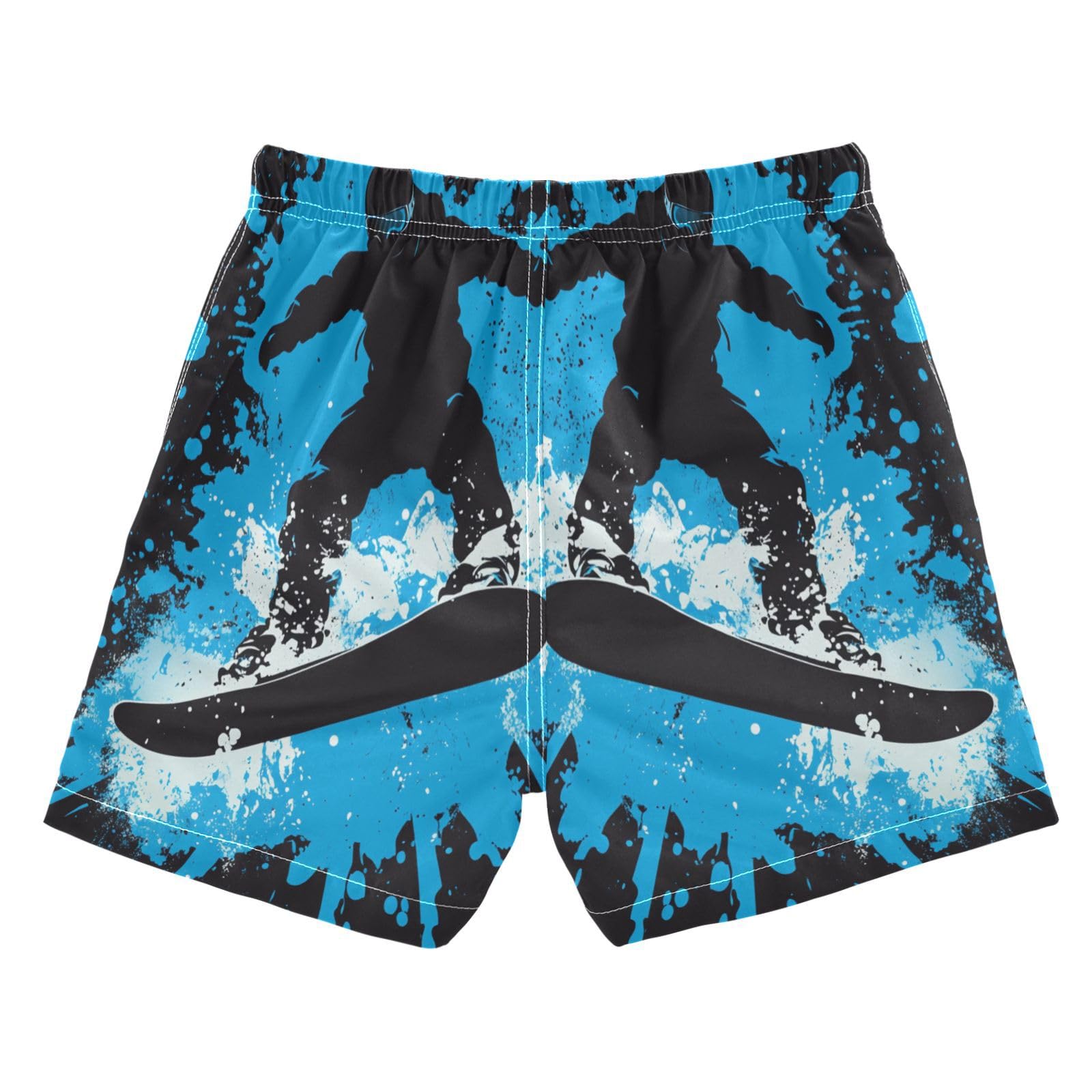 Jucciaco Boys Swim Trunk Graffiti Ski Board Blue Beach Board Shorts Teen Swimwear