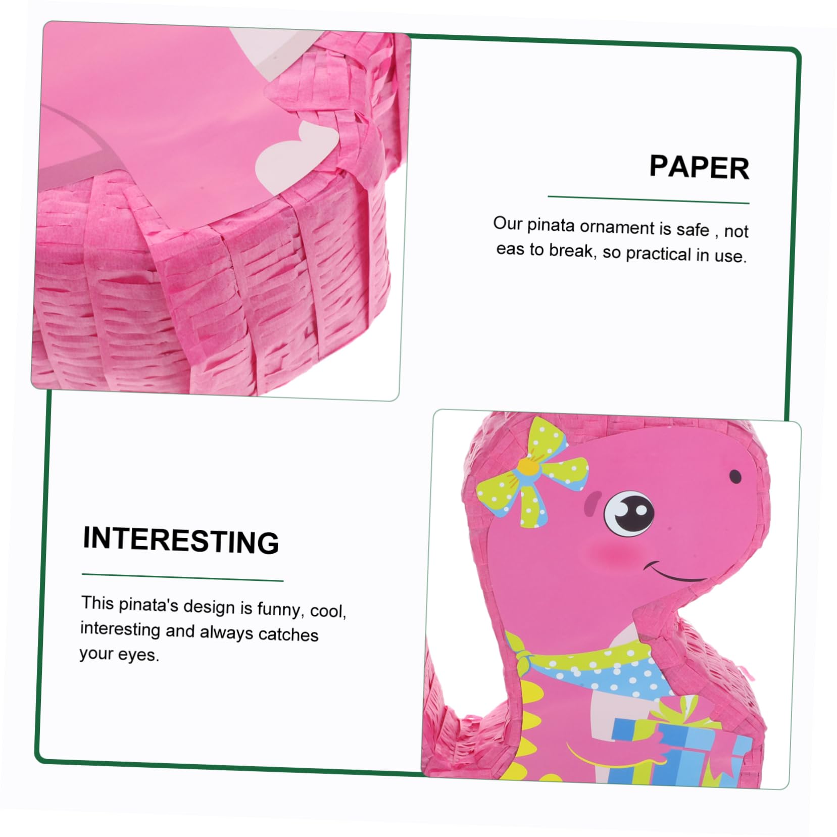 PRETYZOOM Piñata de Dinosaurio Rosa de Papel, Decoración Colgante para Fiesta y Portacaramelos, Adecuado para Cumpleaños y Fotomatón