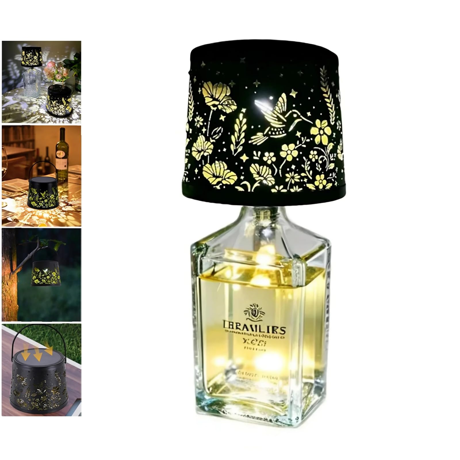 TOWEBOORY Wireless Bottle Lamp, Wine Lamp Bottle Lampshade Light LED Wine Bottle Table Lamp Rechargeable Night Lights Ip65 Bottle Top Lamps with Shade for Bottles Bedroom Bars Restaurants Outdoor