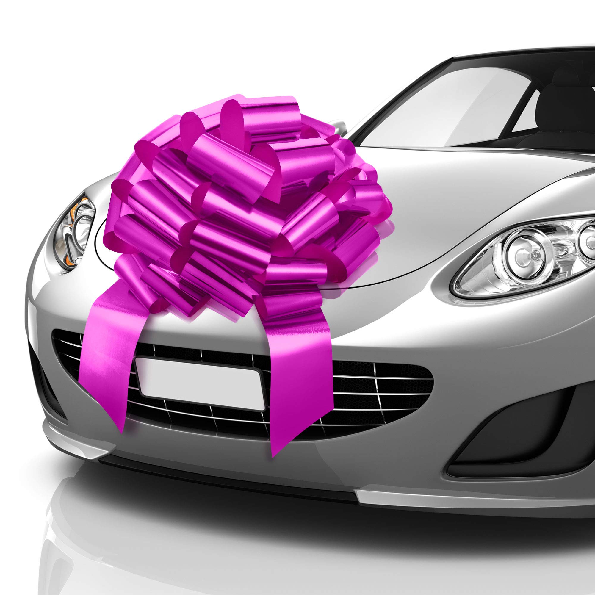 MIFFLINUSA Big Car Bow (Matte Pink, 23 inch) Gift Bow, Giant Bow for Car, Birthday Bow, Huge Car Bow, Car Bows, Big White Bow, Christmas Bow for Cars, Gift Wrapping, Big Gift Bow for Car Decor