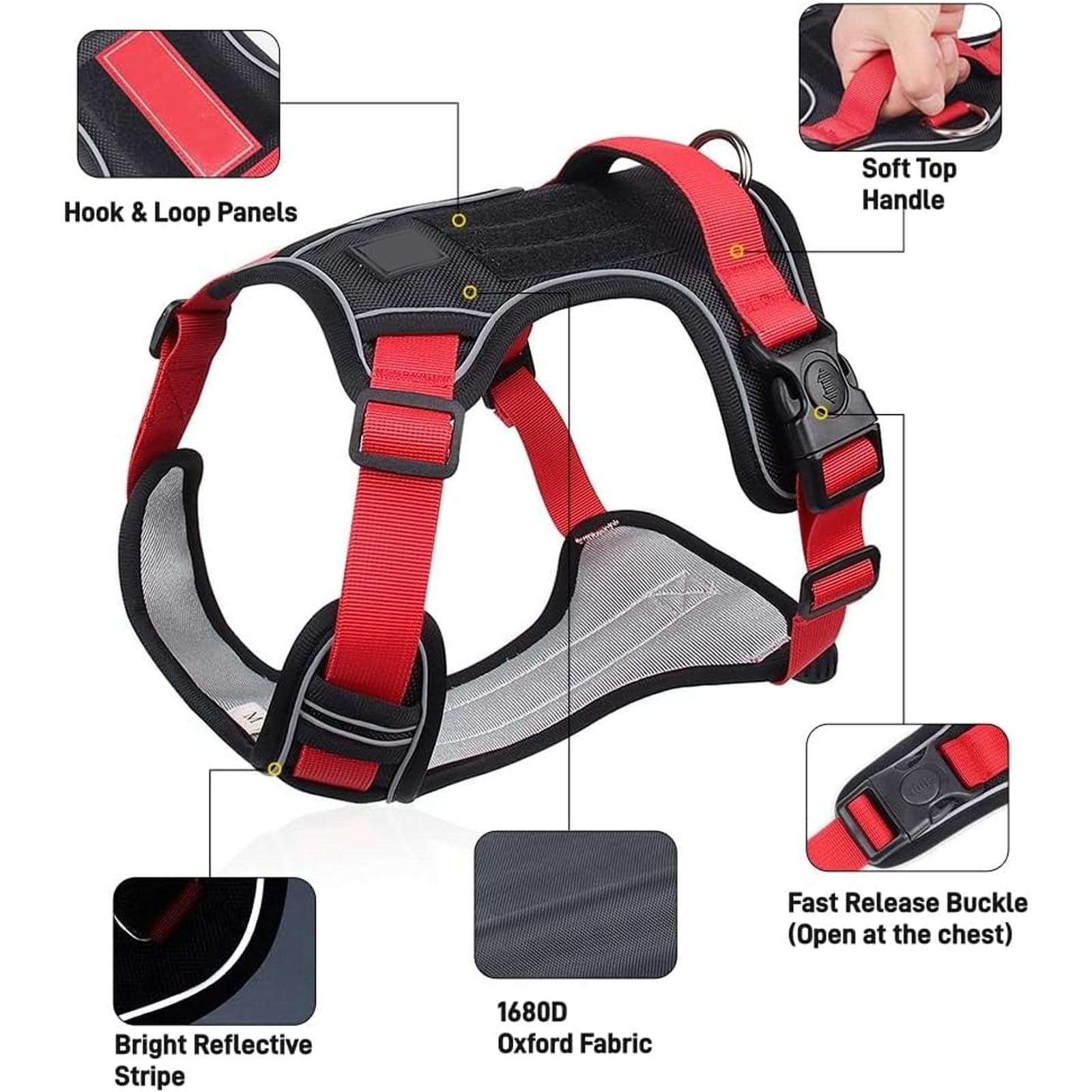 Arnés para Perros Pequeños, Medianos Y Grandes, Antitirones, con Tiras Reflectantes Y Asa De Control, Ajustable Y Cómodo para Pasear Y Entrenar,Púrpura,XL