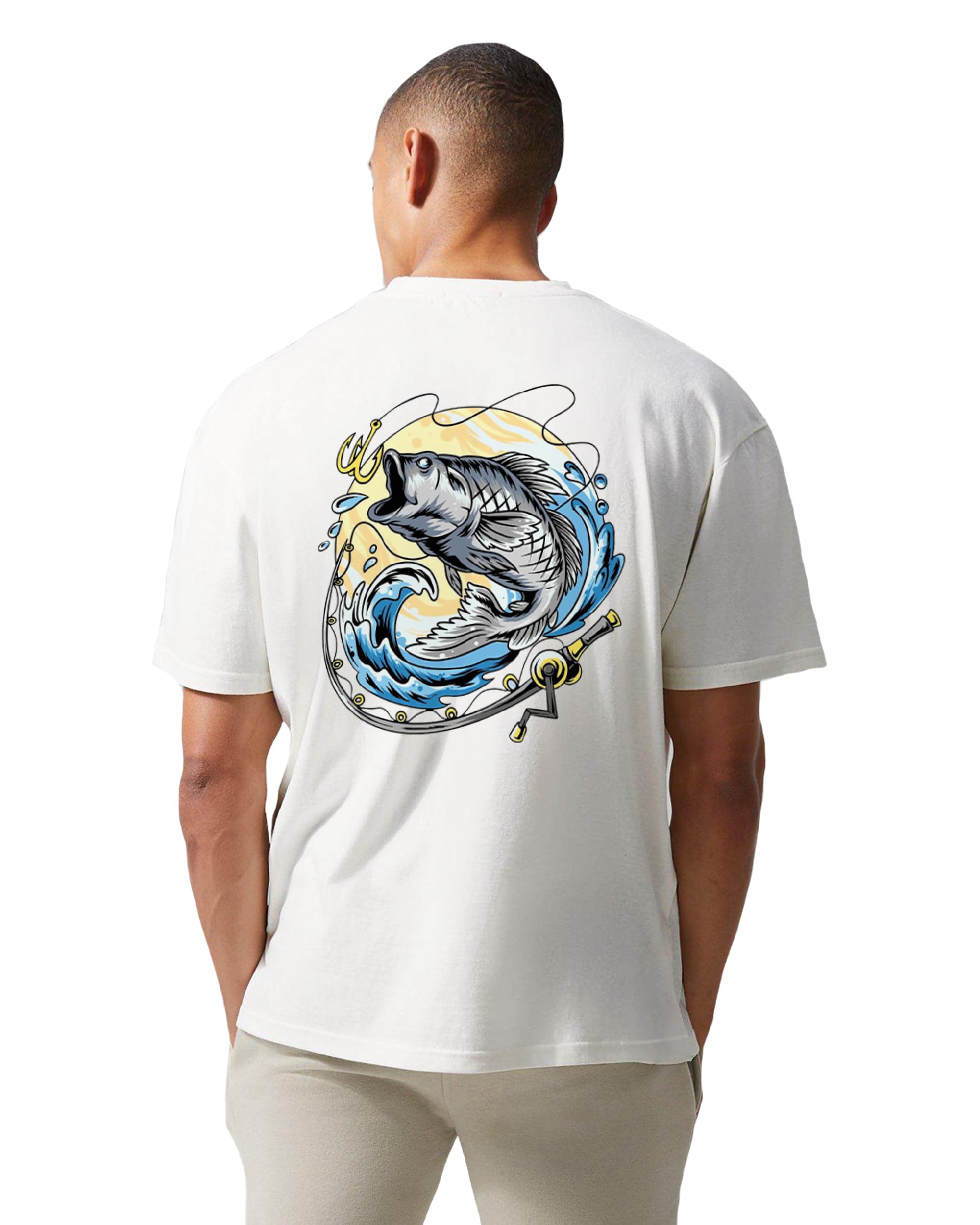 Oversized T Shirt for Men Warrior King Printed Cotton Drop Shoulder Oversized Fit Half Sleeve Tshirt-image-4