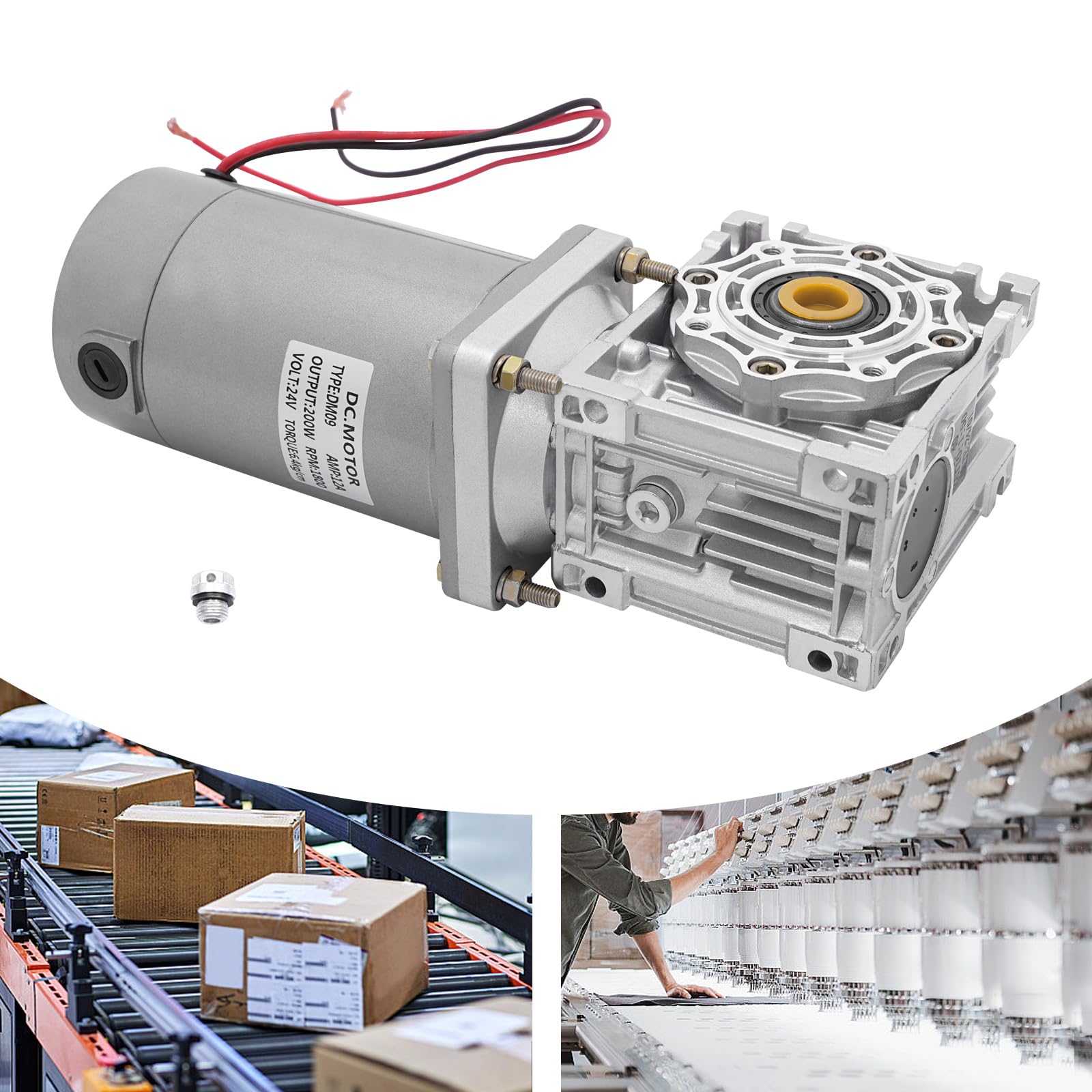 Motor eléctrico CC de aleación de aluminio fundido a presión y acero, motor de engranaje reductor DC DC DC 50K 24V 1800RPM DC motor de engranaje helicoidal