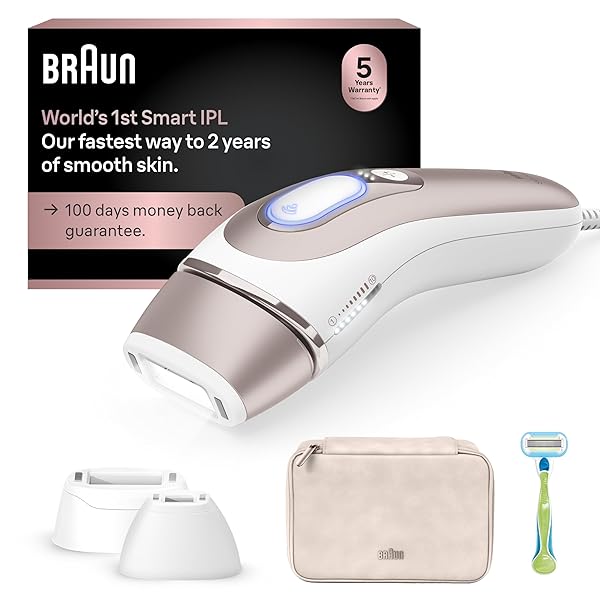 Braun Smart IPL, Skin i·Expert Pro 7: at Home Laser Hair Removal, Permanent Visible Hair Reduction, Holiday Gifts for Women and Men with Free App, Vanity Case, Venus Razor, 3 Smart Heads, IPL7243