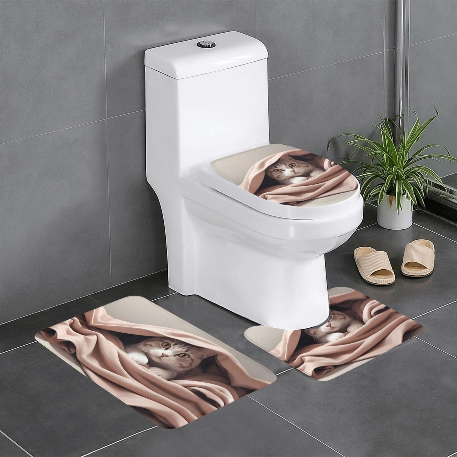 Tapis de salle de bain antidérapants chat : protégez vos sols devant la coiffeuse et les WC