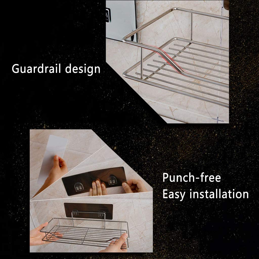 Scaffale da Bagno Squisito Scaffale da Bagno Scaffale a Ventosa Senza punzonatura, Scaffale da Cucina per Bagno con Doccia, Scaffale di Scarico a Parete in Acciaio Inossidabile