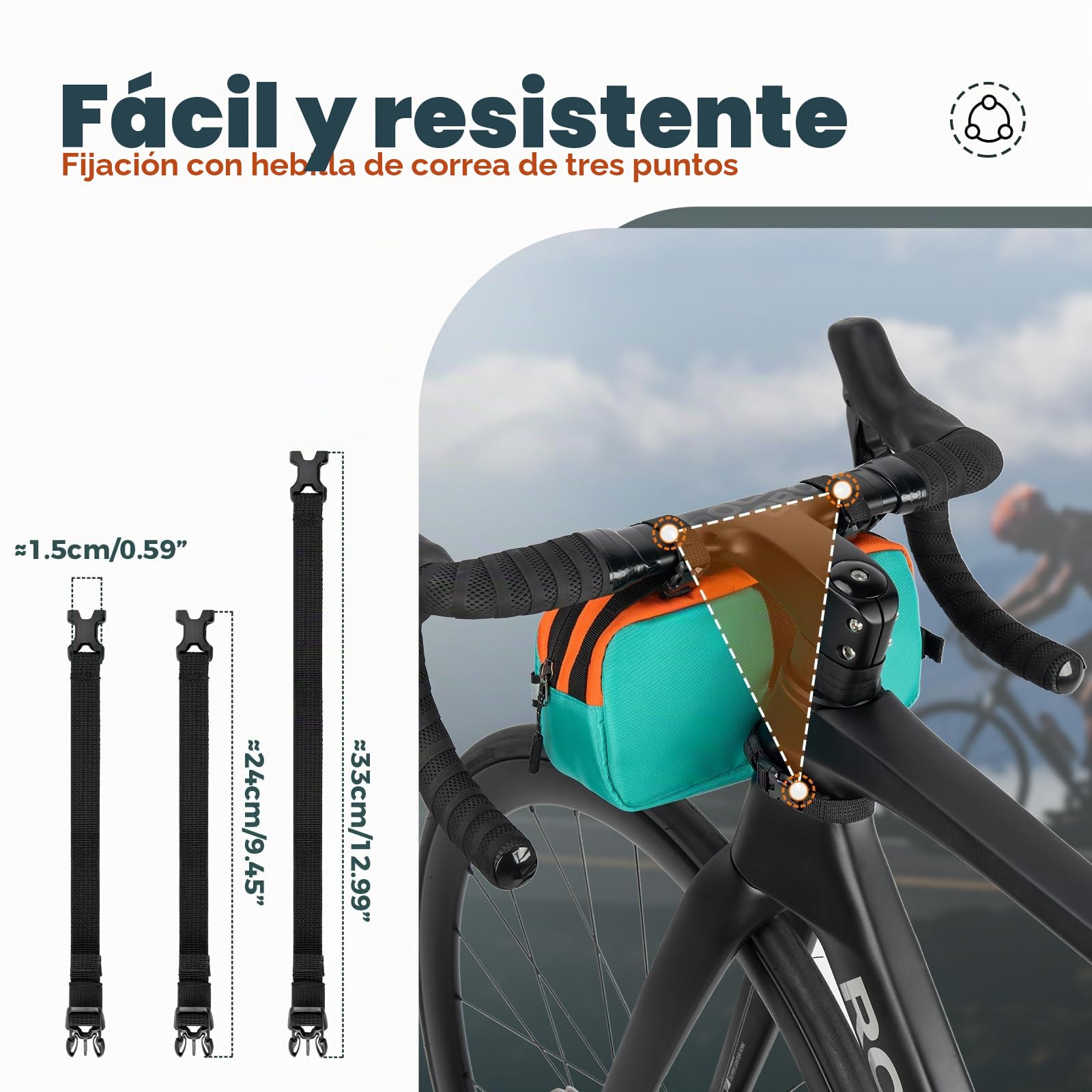 ROCKBROS Bolsa Manillar Bicicleta, Bolsa Delantera Capacidad Grande con Correa de Hombro para Bicicleta de Montaña y de Carretera, 24 x 13 x 8 cm