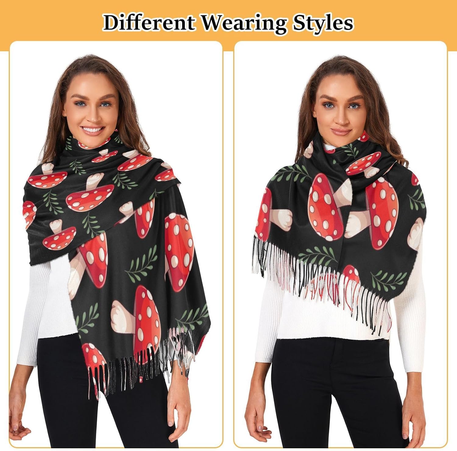 Women's Scarf Shawl Cashmere Feel Scarves Fashion Soft Winter Warm Large Scarf with Tassel
